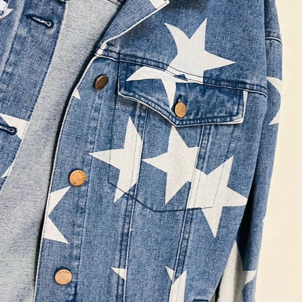 TOAST JEANS Star Print Oversized Women’s Jacket Sz S 100% Cotton